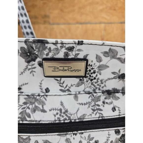 Bella Russo Reversible Tote Bag Floral / Polkadot Zip Pocket Double Strap - Picture 3 of 9